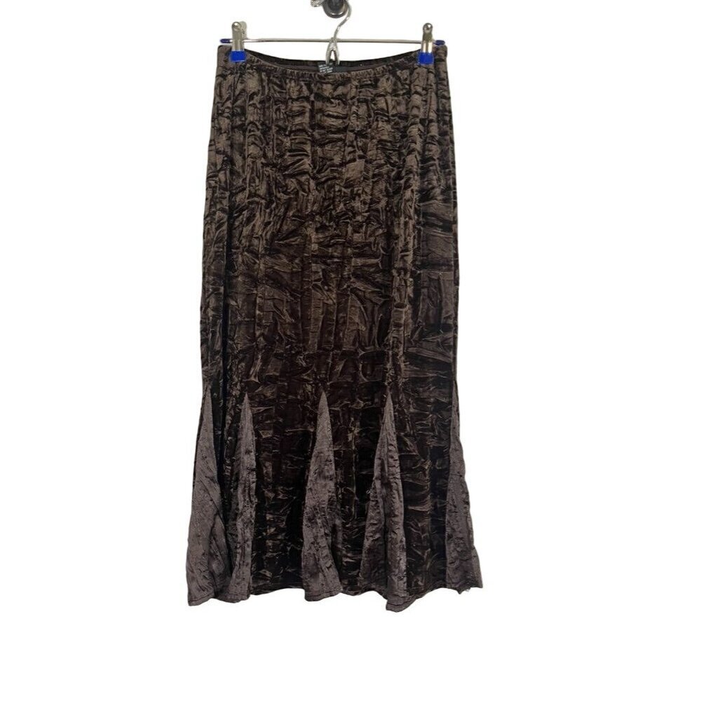 Retro Velvet Sequin Maxi Skirt S Brown Indie‎ Hippie Concert Western Boho Chic
